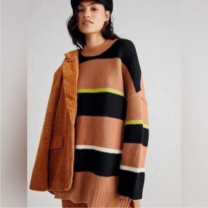 Free People Peaches Striped Oversized Tunic Size S  Z363